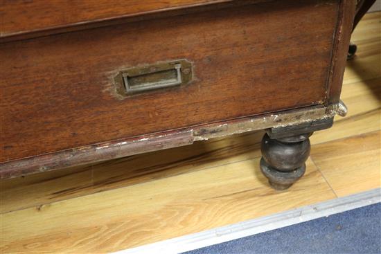 An early 19th century teak campaign chest 106cm. D.50cm. H.106cm.